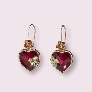 Betsey Johnson Maroon Heart Drop Earrings